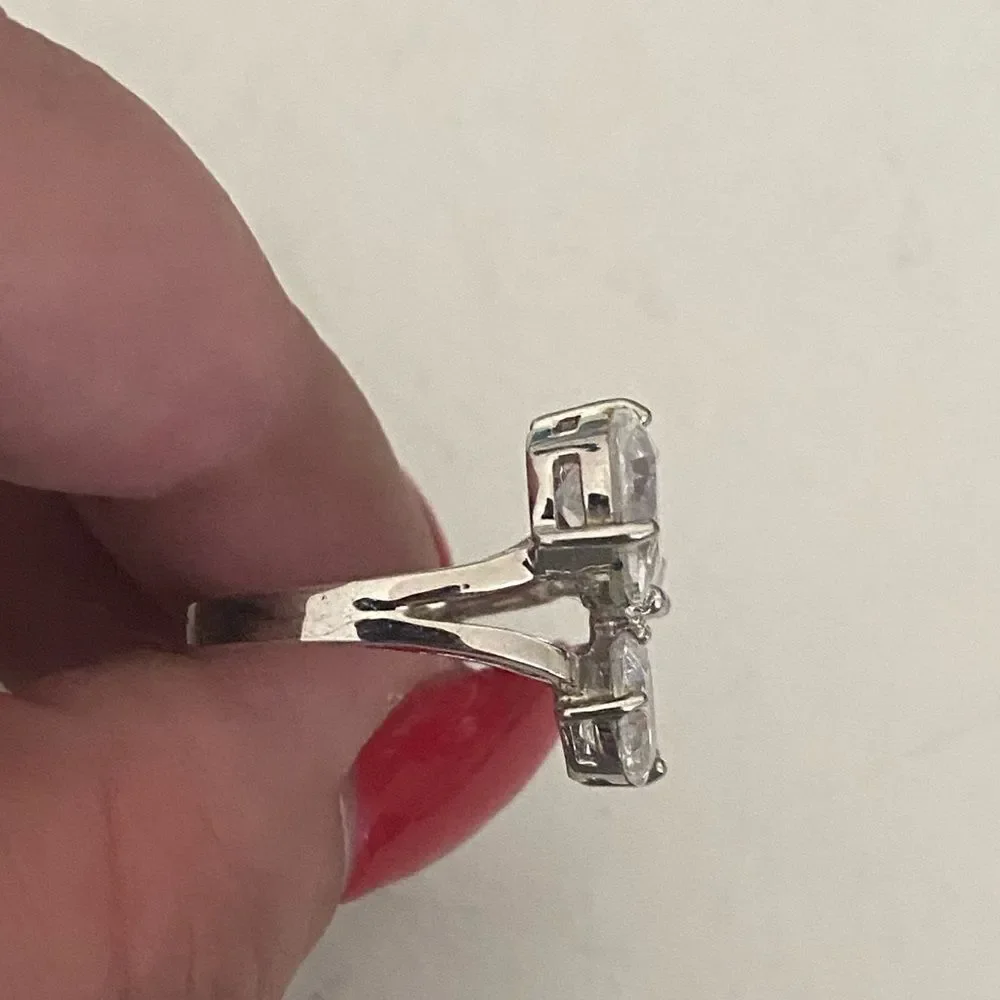 Silver Tone Crystal Butterfly Ring